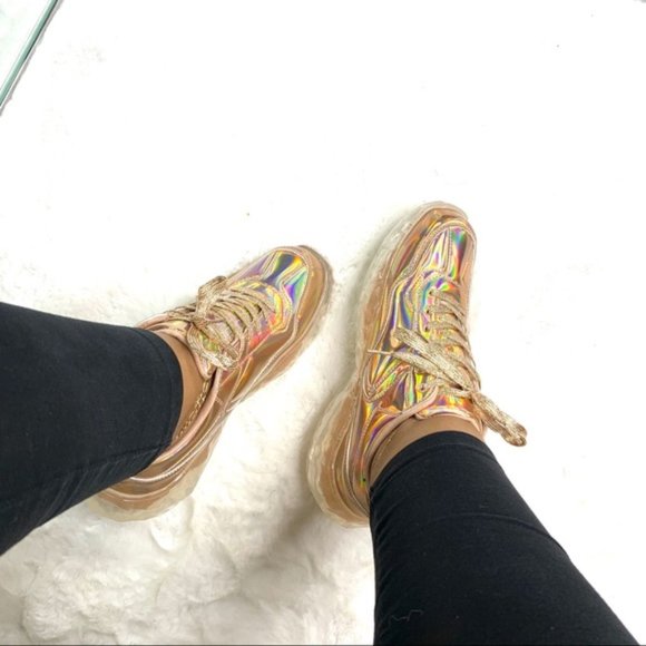 Rose Gold Holographic Fashion Sneakers - Picture 8 of 8